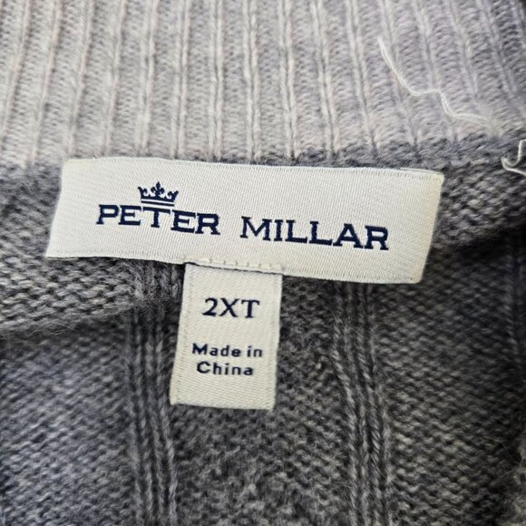 Peter Millar Wool & Cashmere Blend Cable Knit Quarter Zip Sweater Size 2X Tall - Picture 3 of 8